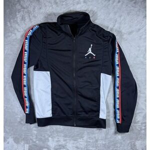 Jordan Jacket Boys XL Black Track Full Zip Colorblock Jumpman Air Logo Tape